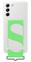 originální pouzdro Samsung Silicone Cover with Strap pro Samsung G990B Galaxy S21 FE bílá