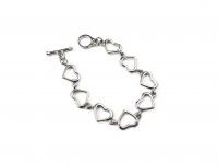 Náramek z chirurgické oceli - Srdíčka, 21 cm, silver