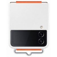 originální pouzdro Samsung Silicone Cover with Strap pro Samsung F721 Z Flip4 bílá