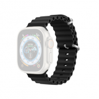 Dux Ducis výměnný silikonový pásek Ocean Wave pro Apple Watch, Watch 2, 3, 4, 5, 6, 7, 8, 9, 10, SE, SE 2. gen, verze 42, 44, 45, 49mm černá