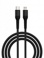 Opletený datový kabel Devia EC646 USB-C / Lightning PD 27W 3A černá 1m