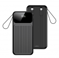 maXlife powerbanka MXPB-06 s integrovanými USB-C a Lightning kabely Fast Charge 10000mAh 22,5W černá