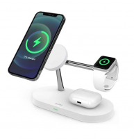 bezdrátová nabíječka Spello Charging Stand 3v1 MagSafe 15W bílá - ROZBALENO