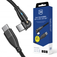 nabíjecí a datový kabel 3mk Hyper Cable N-Series 180° USB-C/USB-C 60W 3A černá 2m