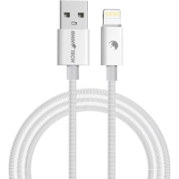 opletený nabíjecí a datový kabel RhinoTech USB-A/Lightning FastCharge 2,4A/12W bílá 2m