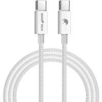 opletený nabíjecí a datový kabel RhinoTech USB-C/USB-C FastCharge 3A/60W bílá 2m