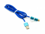Opletený datový kabel Jekod Combo USB-C/microUSB FastCharge 2A blue 1m